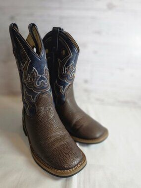 Magellan Outdoors Brown and Navy Kids Western Boots